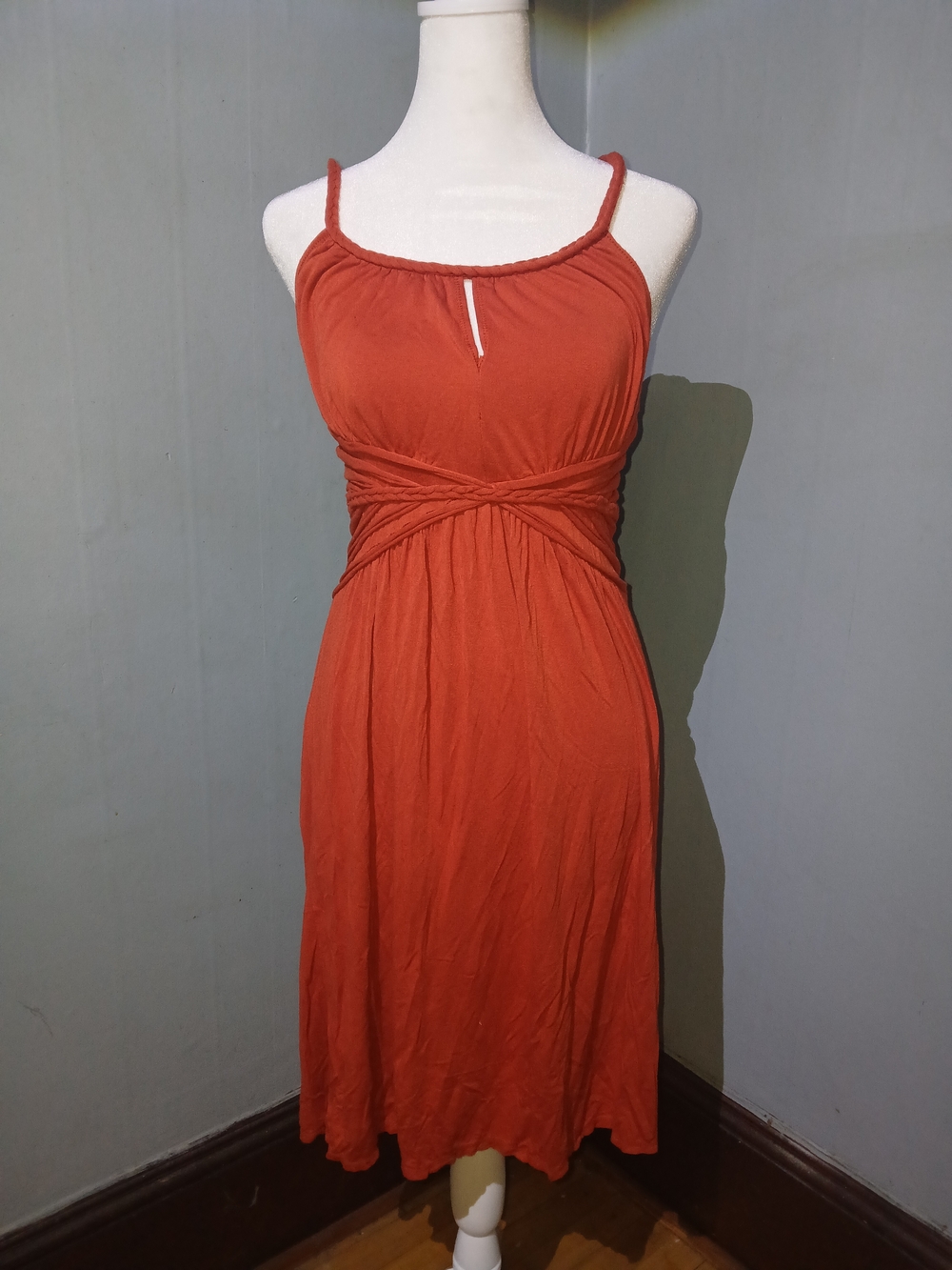Max Studio Vibrant Orange Braided Strap Mini Dress | Casual Summer Style | M
